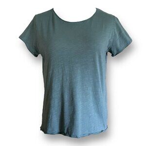 Scout Italy Womens Tee Sz Small Sage Green Cotton Scoop Neck Rolled Hem T-shirt